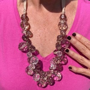 Smokey topaz-colored, faceted, multi beaded 27" necklace on ribbon w/3" extender